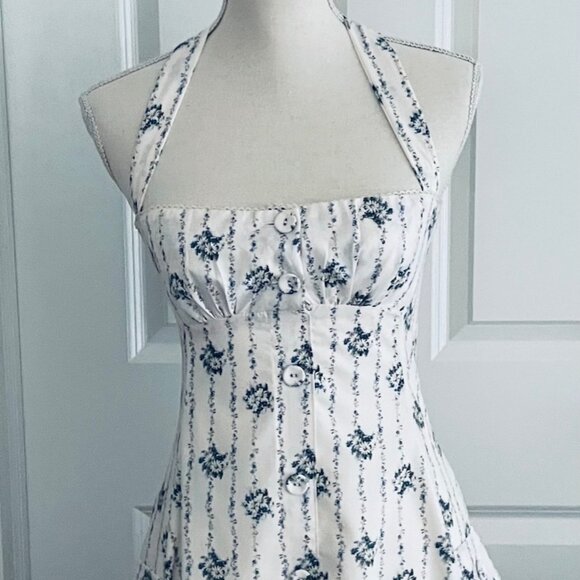 FOR LOVE BELL IVORY / BLUE FLOWERED SUNDRESS SIZE SMALL- TAGS ON - Picture 8 of 16